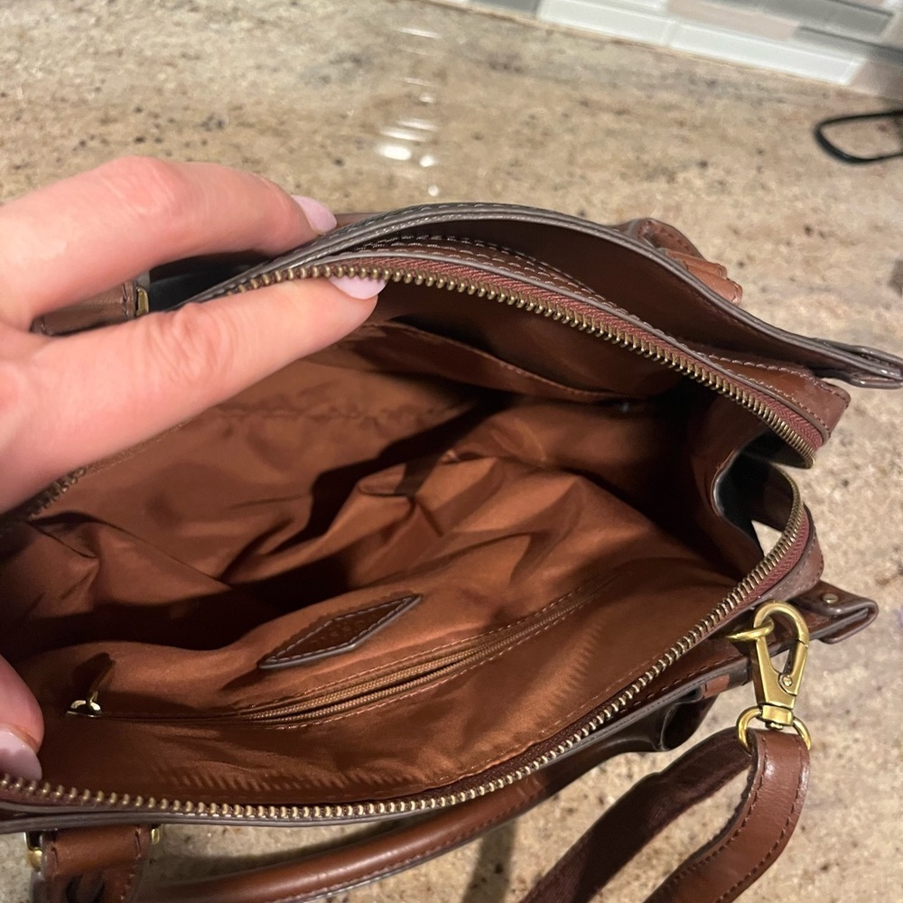 Fossil Black with Brown Leather Crossbody w/ Handles - Picture 6 of 7